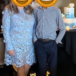 SELF-PORTRAIT Blue 3D Floral Guipure Lace Mini